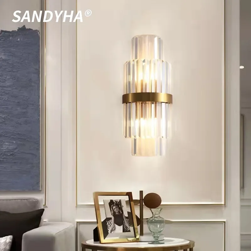 

SANDYHA Modern Crystal Creative Decor Wall Lamps Suitable For Background Wall Glass Bedhead Nordic Living Room Lighting Fixtures