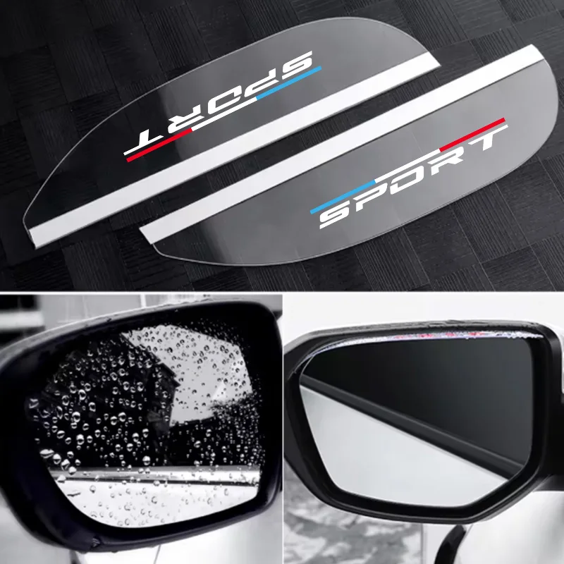 Transparent Car Rearview Mirror Rain Shield with Three-Color Horizontal Lines, Sports Rain Protection, Snow Protection, Sun Protection, Rain Shield, Transparent Rain and Sun Shield, Waterproof Shield for Car Mirrors