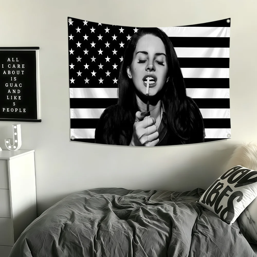 Singer L-Lana Del Rey Flag Polyester Printing Banner For Bedroom Living Bar Garden Garage Wall Art Out Door Decoration Fans Gift