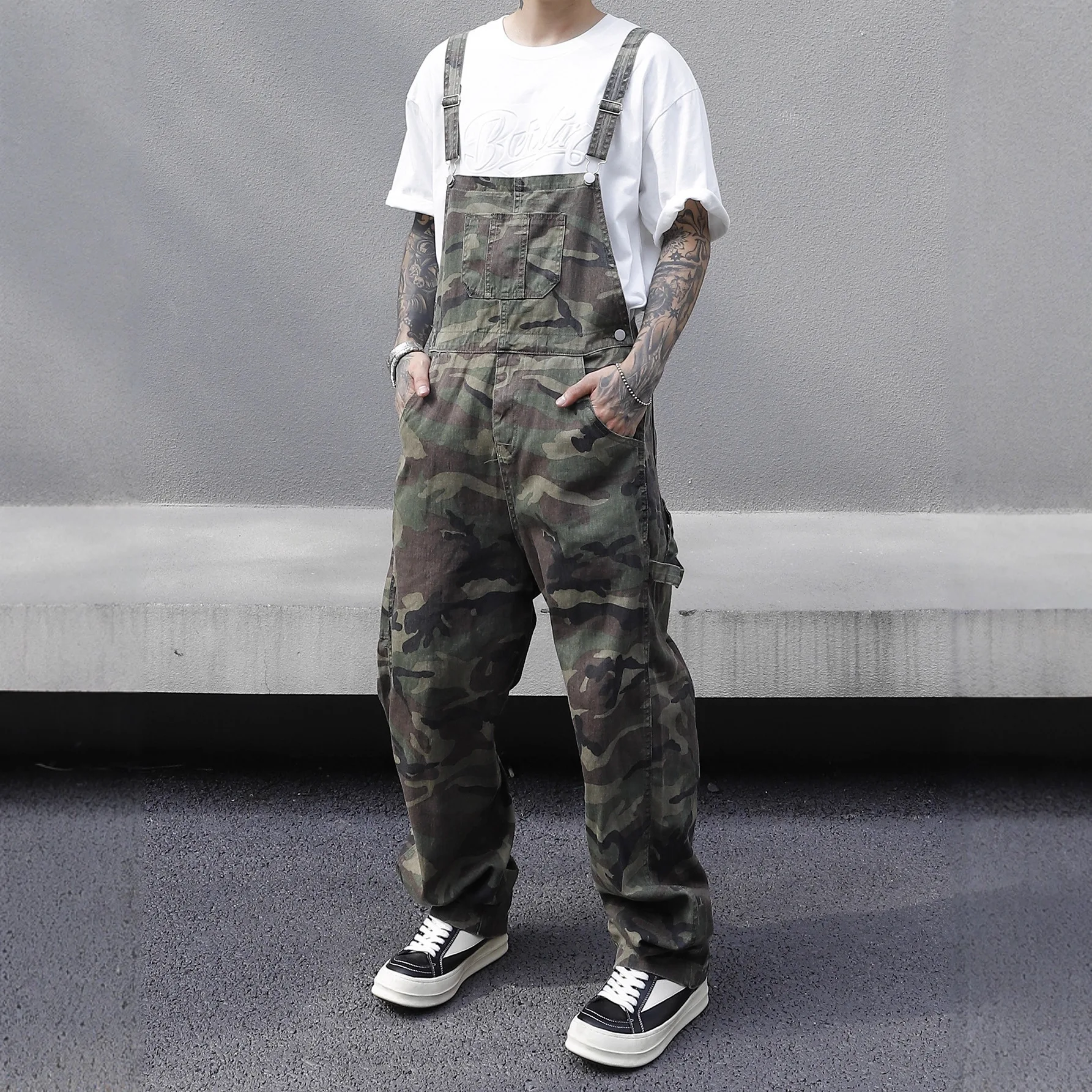 Jeans Man 100% Cotton Straight Legcamouflageworkwear Overalls Washed Craft Mid Waist Casual Street Men's Daily Pants 2026 New