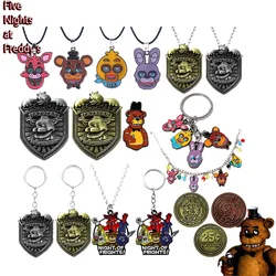 Horror Movie Five Night's At Freddy Keychain Game FNAF Necklace Brooch 25 Cent Animal Coin Cosplay Jewelry Props Men Women Gift