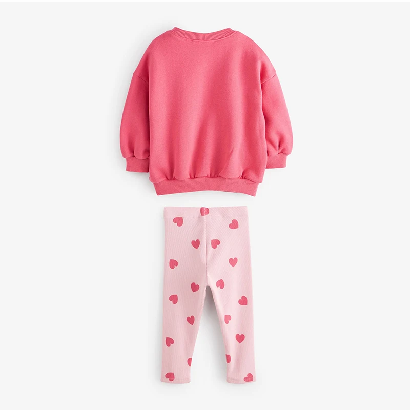 Little maven 2023 Clothes for Teenagers Baby Girls Clothes Pink Cotton Hoodie Sets Autumn Casual Clothes for Kids Girls 2-7 year