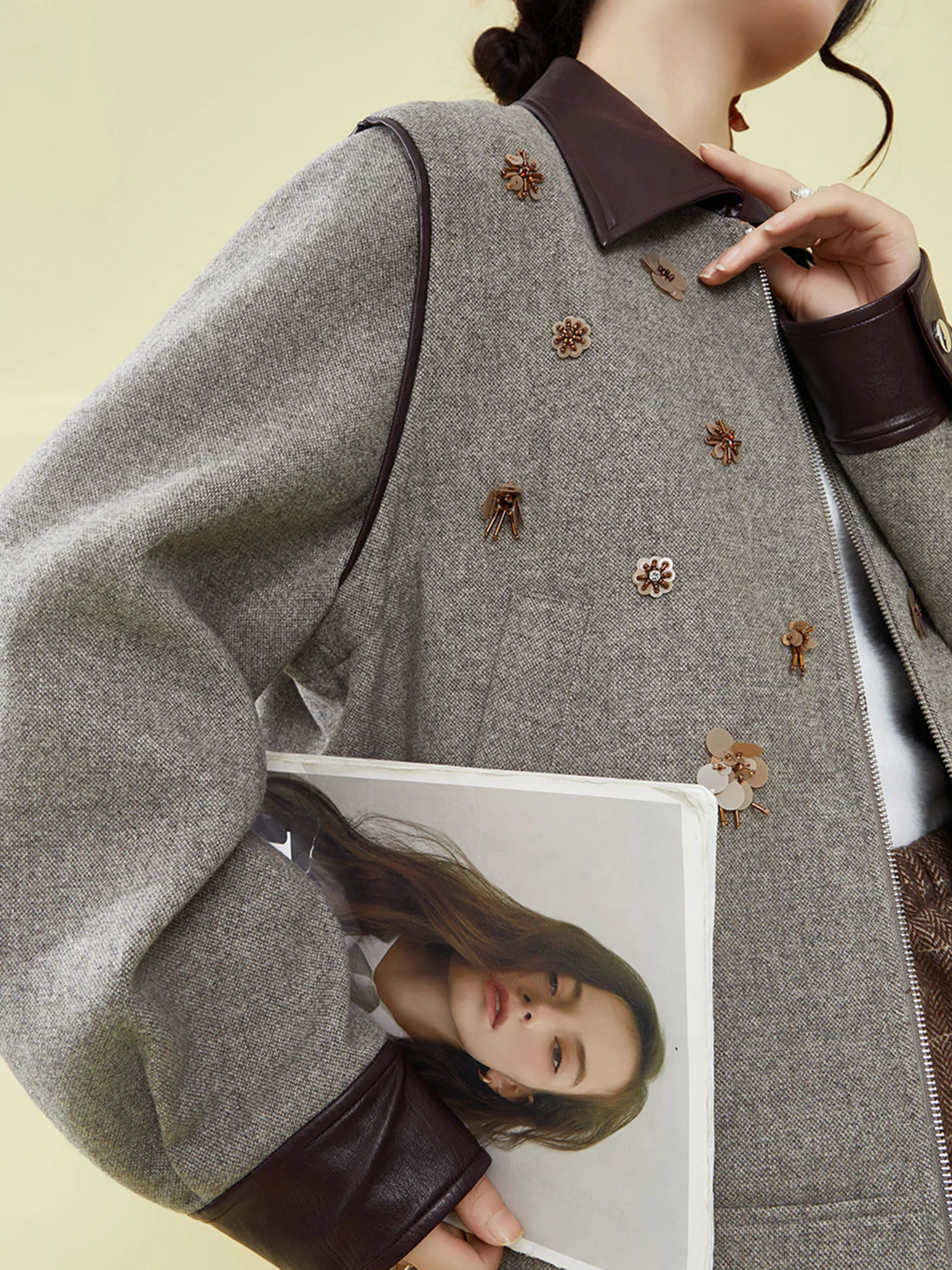 

Heavy Embellied Jaet Women's Loose Fit Design Sensation Sequin Coat Autumn Winter New Sle Commute Sle Polyester Fiber