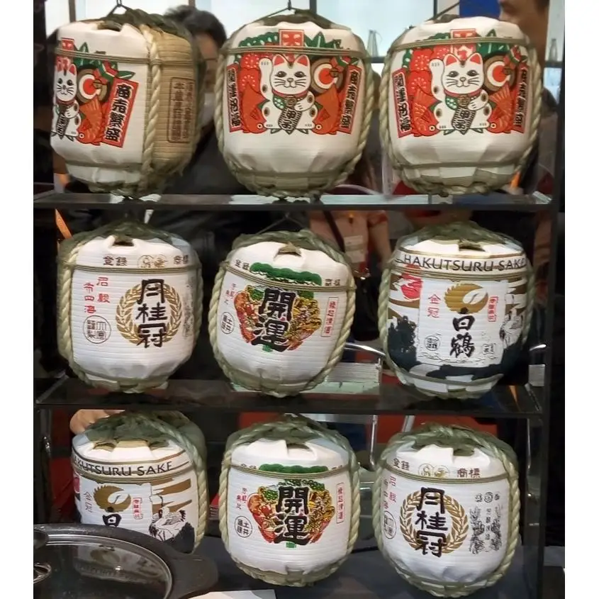 Japanese Simulation Sake Jar and Decoractive Barrel Sushi Restaurant Display Foam Box Stomper Home Club Bar Decoration