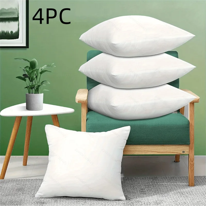 4pcs White Pillow Insert Suitable For Bed Sofa Office Car Seat Multi-Functional Pillow Core