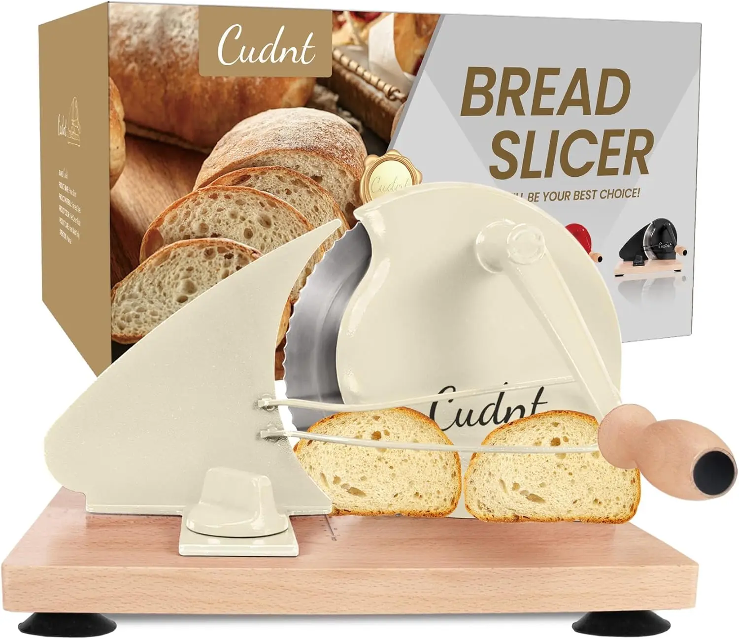 

Manual Bread Slicer with Metal Rails, Adjustable Thickness Stainless Steel Blade for Homemade Sourdough