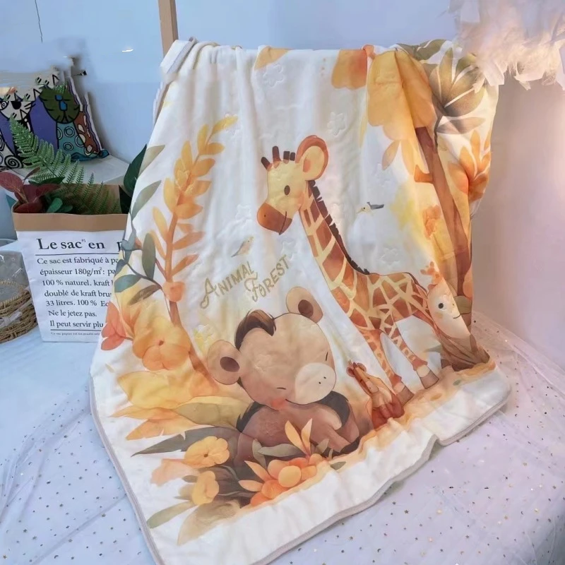 Newborn Autumn Winter Pure Cotton Cartoon Print Small Quilt Baby Soft and Absorbent Blanket Cute Baby Bedding Article