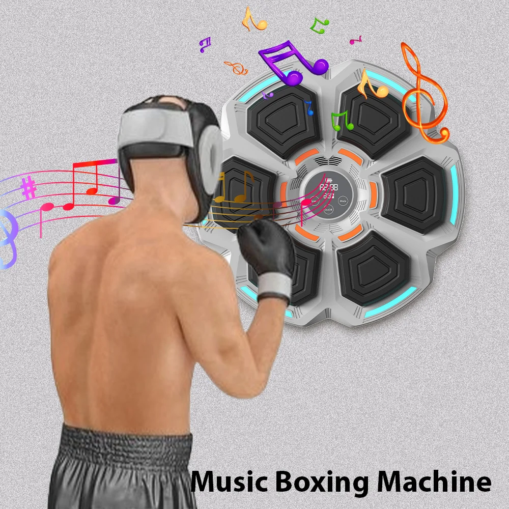 Music Boxing Machine with Boxing Gloves Music Playback Lighting BT Wall Mounted Smart Music Punching Machine 9 Speed for Indoor