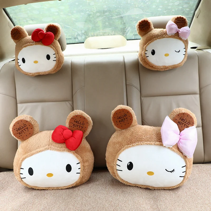 

Милые плюшевые игрушки Sanrio Hello Kitty Kawaii Kitty KT Cat, подушка для подголовника, украшение автомобиля для друзей, игрушка для девочки, подарок