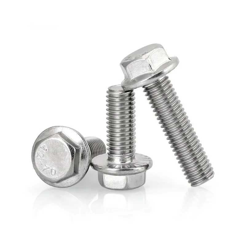 Hex Bolt M4 M5 M6 M8 M10 M12 304 Stainless Steel External Hex Outer Hexagon Head Flange Cap Screw with Serrated Washer