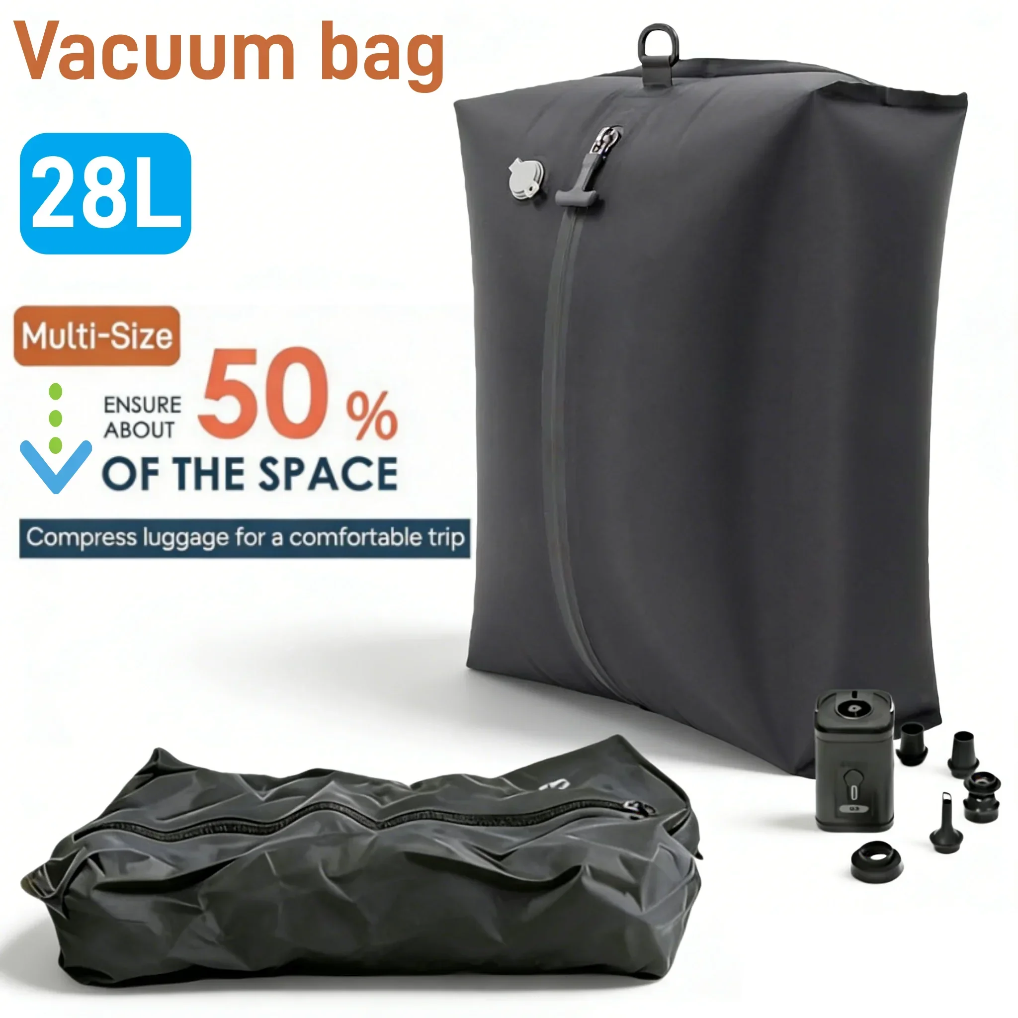 Ryanair 28L Vacuum Compression Bag with Electric Pump Space Saving Travel Storage Organizer for Cabin Luggage Carry on Bag Plus
