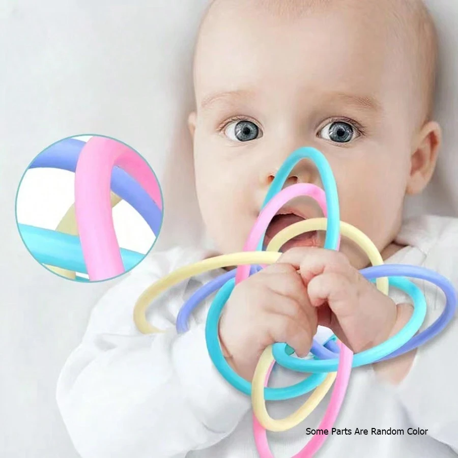 Baby Hand Ball Toys Baby Grip Training Manhattan Ball Hand Rattle Teether Food Grade Biteable Boilable