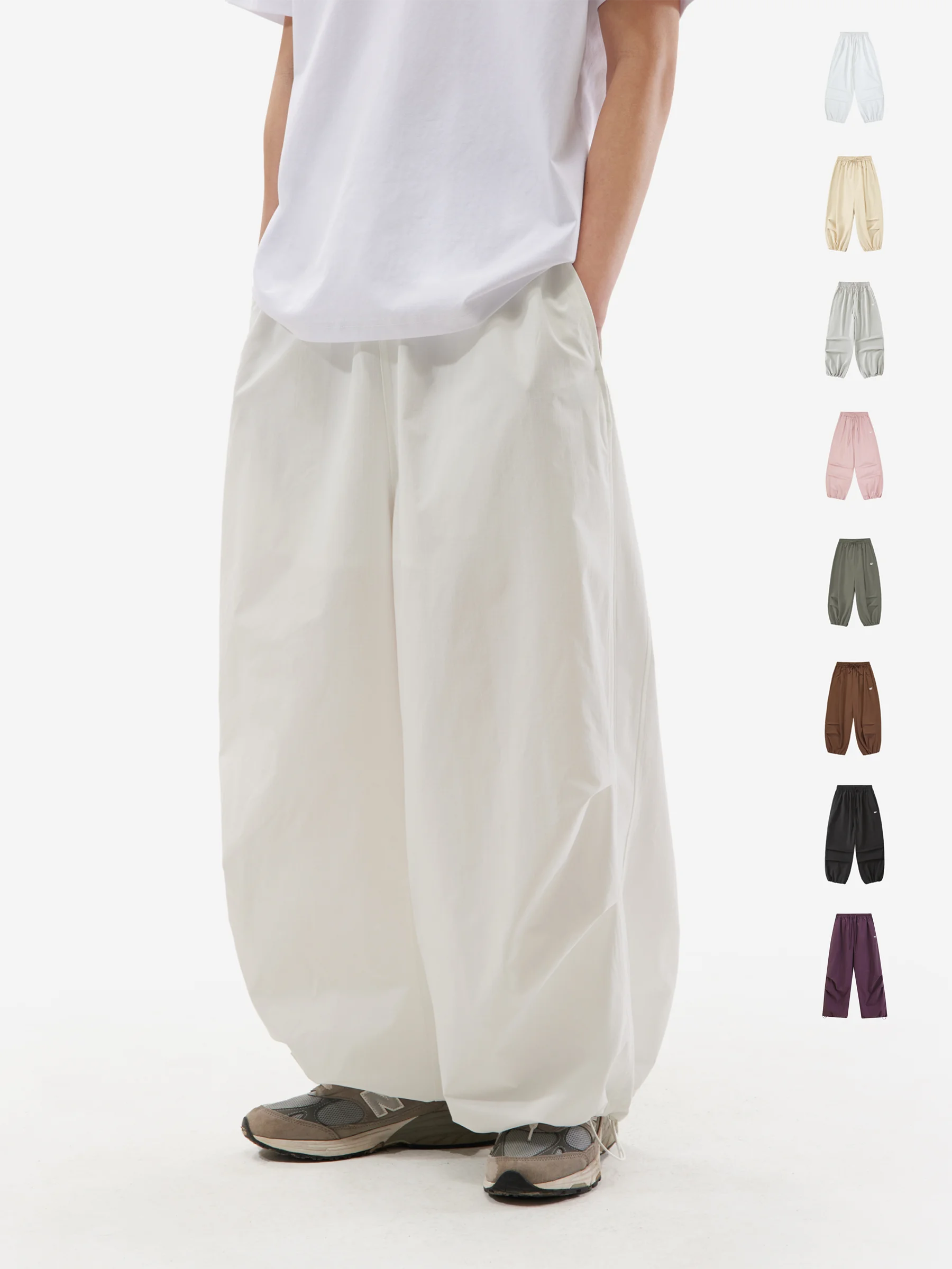 

CryingCenter American Style Wide Leg Sport Pants Grey Green Windbreaker Loose Fit Youthful Vitality Polyester Fiber All Seasons