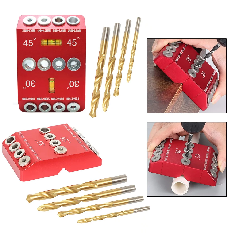 30/45/90 Degrees Angle Drill Guide Set Woodworking Hole Drill Locator Pocket Hole Jig DIY Puncher Carpentry Tools