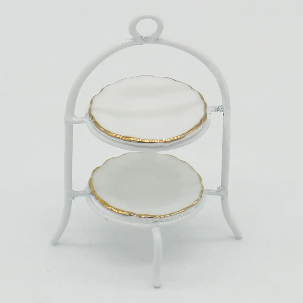 3 pezzi 1/12 casa delle bambole mobili in miniatura supporto per torta bianco piatto da cucina