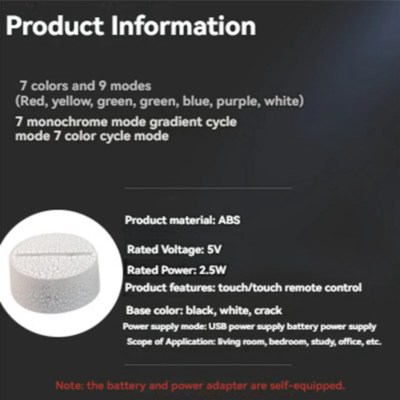 AK25-Crack قاعدة LED ضوء الليل جو لمبة مكتب الاستشعار قاعدة اللمس لتزيين الغرفة والهدايا #5