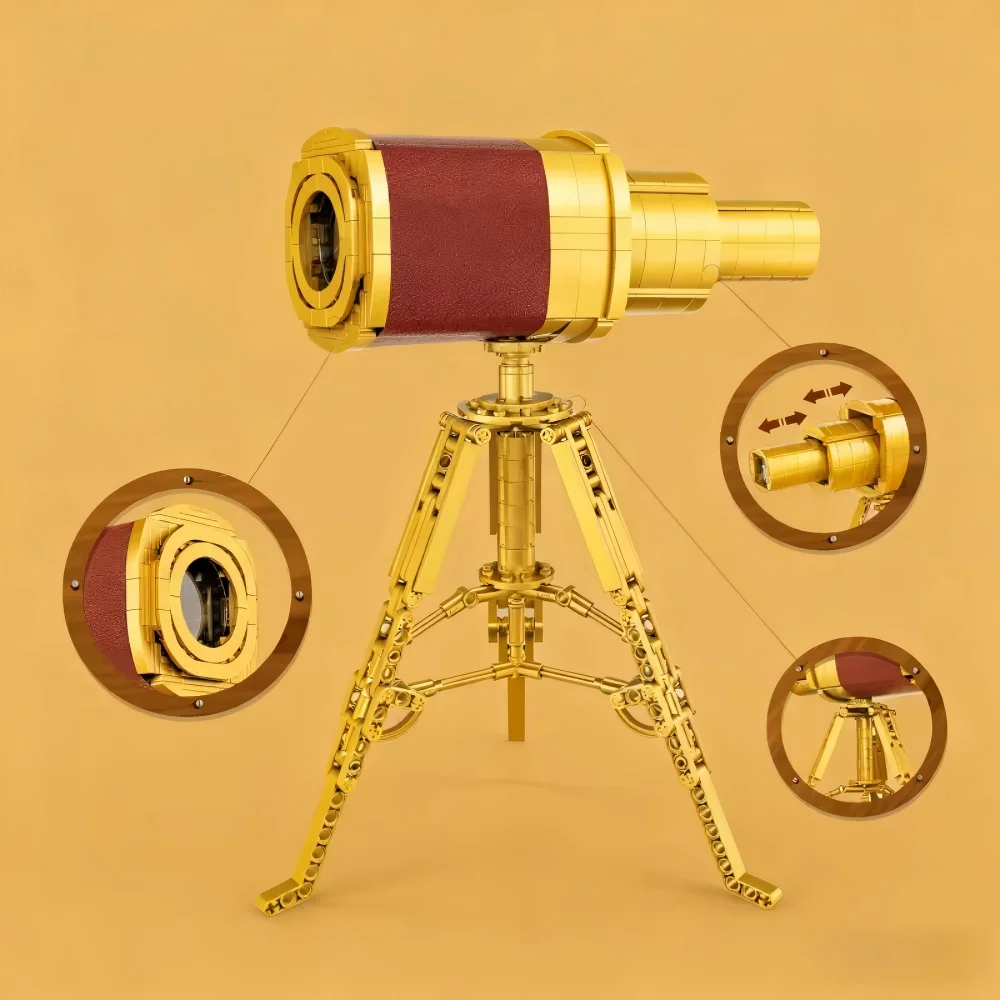 649PCS Building Blocks Retro Nautical Telescope Brick Set Exquisite Assembly Model Premium Collectible Gift For Model Hobbyists