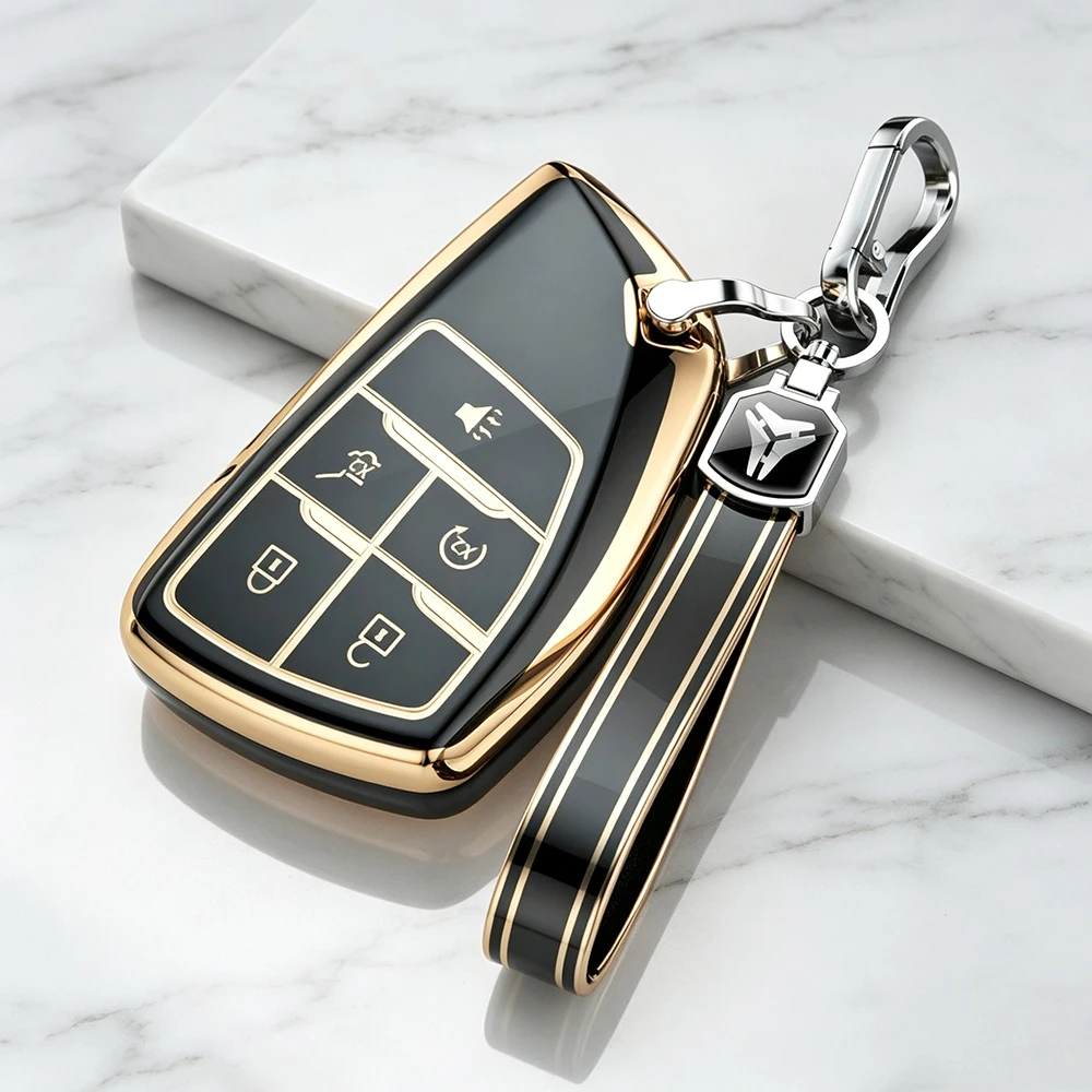 5 Button TPU Car Key Cover Case for GMC Yukon for Chevrolet Tahoe Suburban for Buick ENVISION S Plus Avenir  Shell Fob Keychain