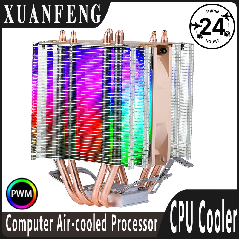 XUANFRNG Air-cooled Processor Cooler Twin Towers 4 Heat Pipe CPU Fan 90mm Compatible LGA115x 1200 1700 1851 2011 2066 AM4AM5 X99