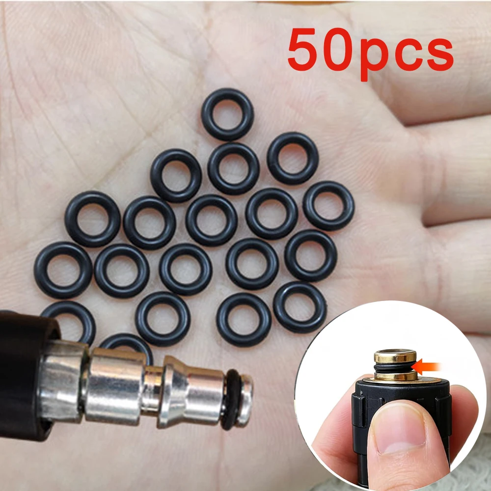 50pcs High Pressure Water Gun Cleaning Outlet O-ring Rubber Ring Black Car Wash Machine Accessories Car Beauty Water Gun Acc