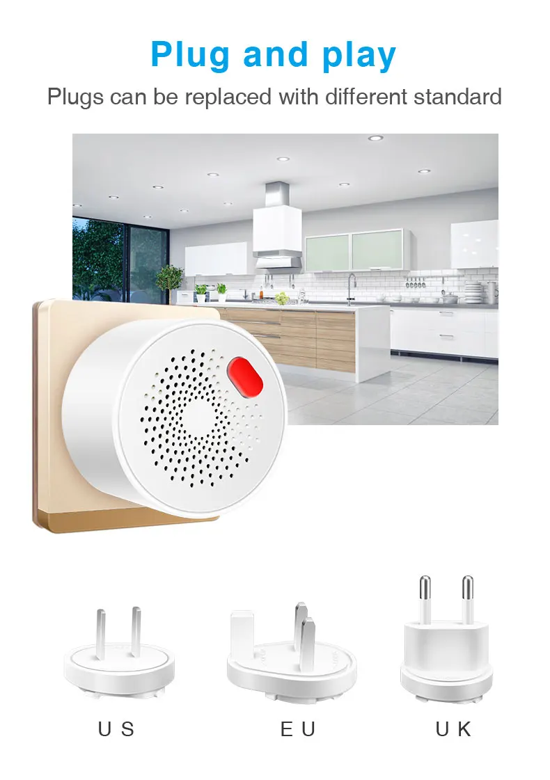 Tuya Smart Home Wifi Natural Gas Sensor Combustible Household Smart LPG Gas Leakage Alarm Detector Fire Security Protection