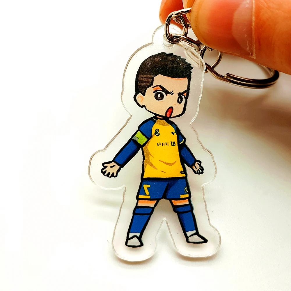 Portugal Team C Ronaldo Cartoon Anime Characters Collection Acrylic Keychain DIY Football Crafts Ornaments for Bags Decorations