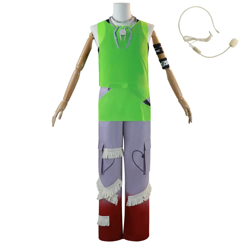 

Till Cosplay Alien Stage R7 Blink Gone Green Vest Outfit Costume Wig Armband Prop Decor Unisex Pants Halloween Performance Suit