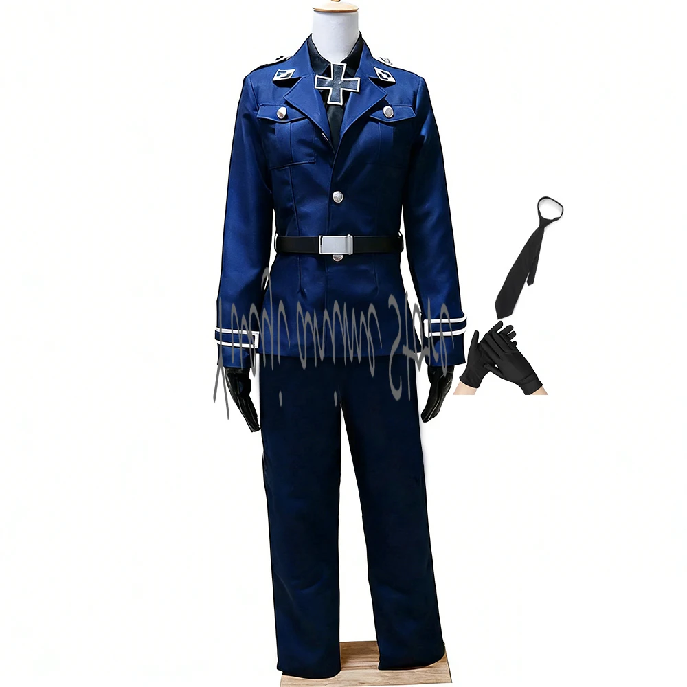 Костюм для косплея Hetalia Prussia - темно-синяя военная форма, наряд для вечеринки на Хэллоуин для мужчин и женщин