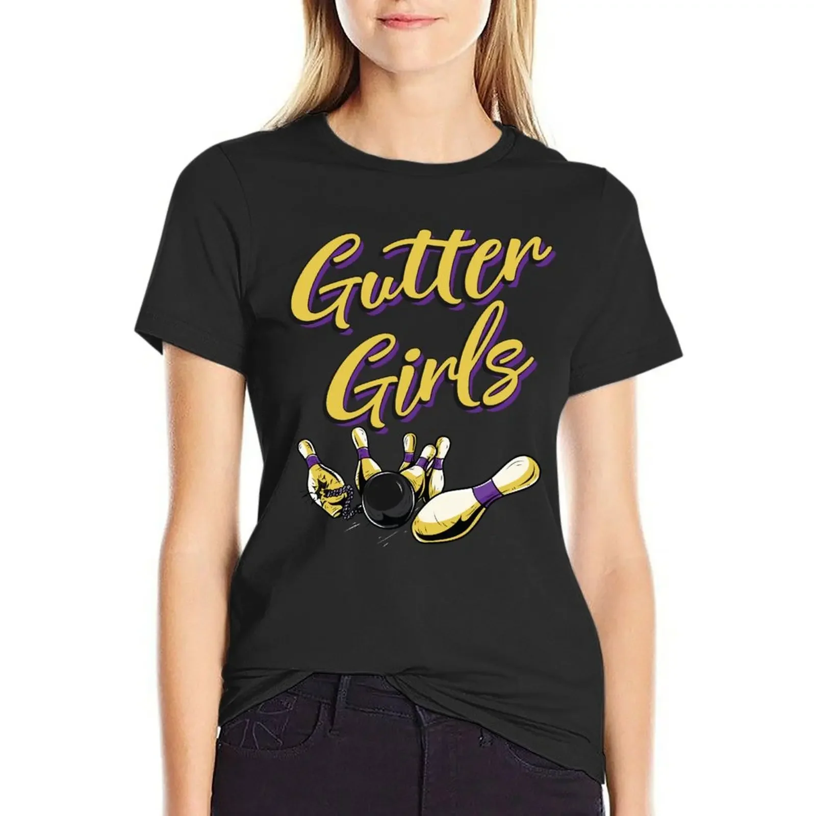 

Gutter Girls, Funny Womens Bowling Team Name T-Shirt hippie clothes summer clothes cute clothes plain t shirts for Women