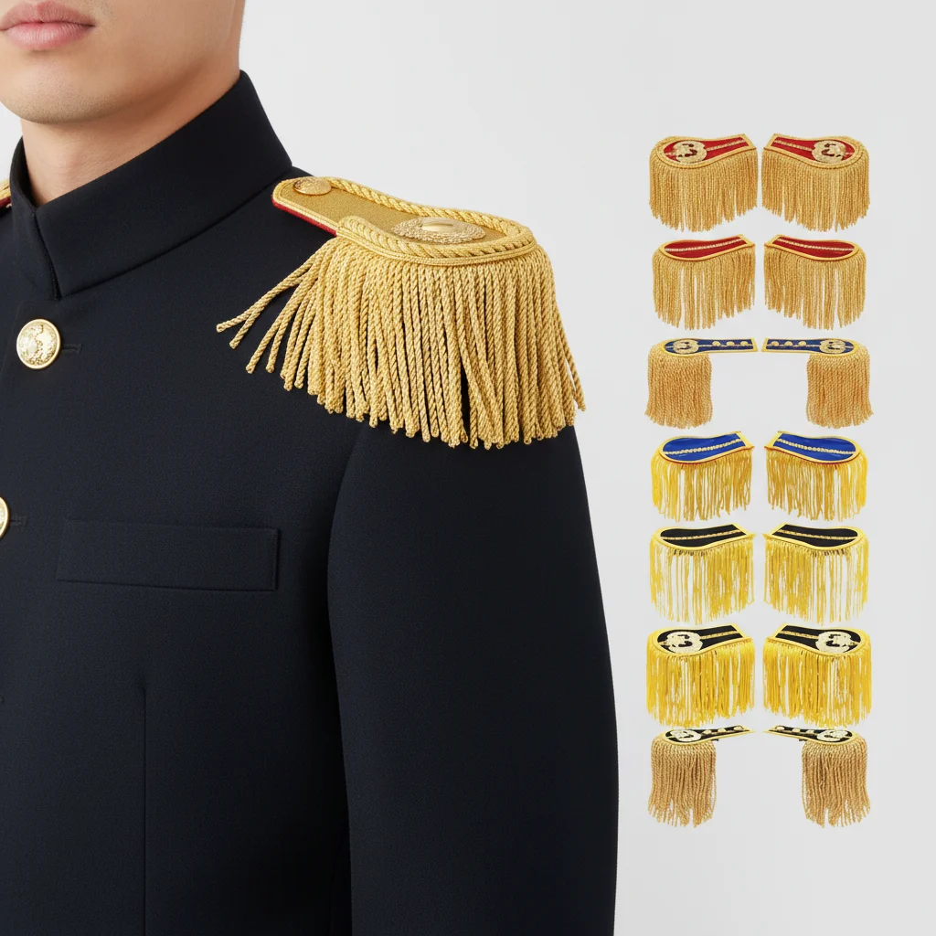 

1Pair Colorful Multipurpose Shoulder Pad Epaulettes With Buckle Tassel Fringe Epaulets Brooch Board Jackets Overcoats Epaulett