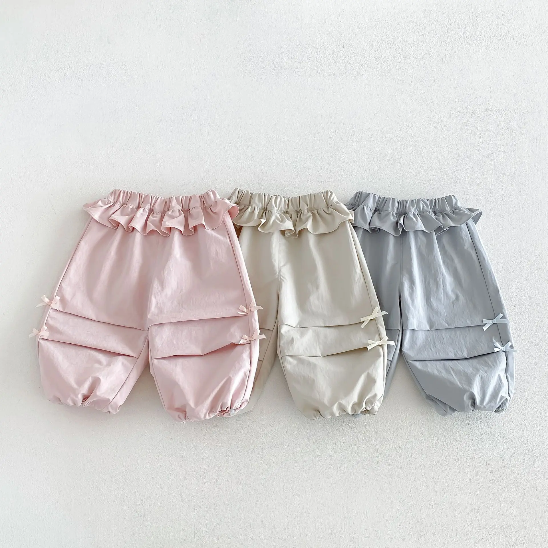 Girls Pants 2026 Spring and Autumn New Children's Clothing Korean Style Girl Baby Fashion Cute Bow Lace Casual Overalls