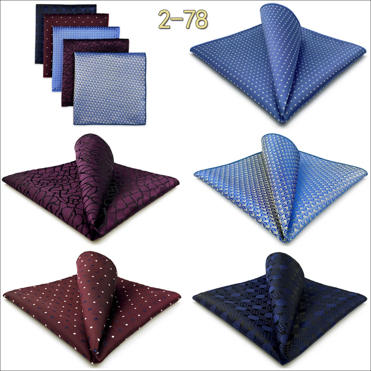 5 Pack Mens Suit Pocket Square Handkerchief Set Various Hanky Lot Classic Gentlemen Wedding Gift Accessories Large Dropshipping