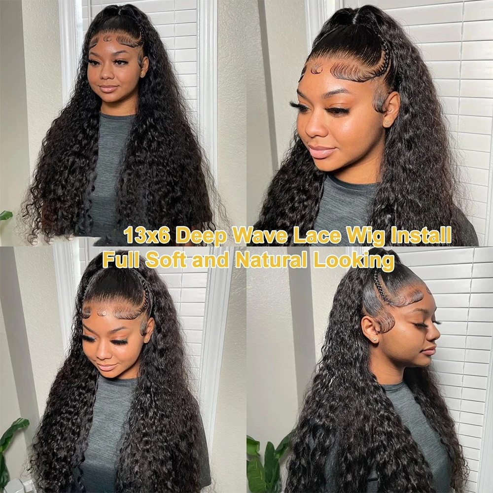 30 42-дюймовые глубокие волны 13x6 Парики из натуральных волос на кружеве спереди 250 Плотность вьющихся 100% человеческих волос 13x4 HD Парики на шнуровке для женщин