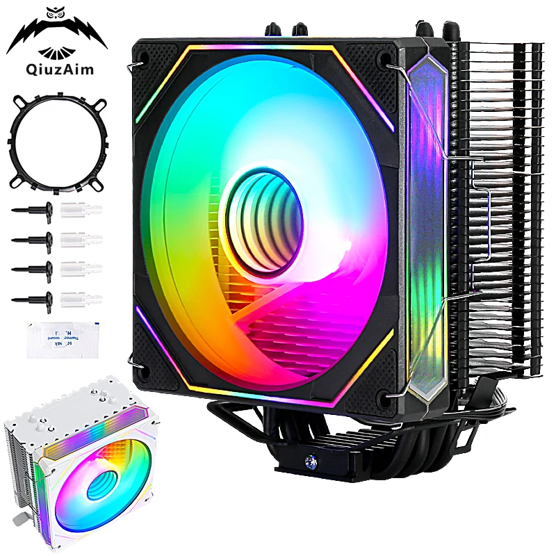 

QiuzAim CPU Processor Efficient Cooler 120mm Fan 4 Heat Pipe 4pin/PWM Installing LGA775 115x 1200 1700 1356 1366 AMD am3 am4 am5