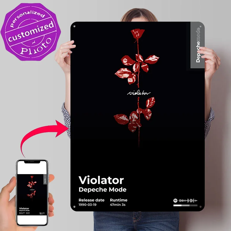 Depeche Mode - Violator Album Cover 3D Printed Texture Poster Personalized Wall Art Retro Metal Tin Signs for Home Decor Items
