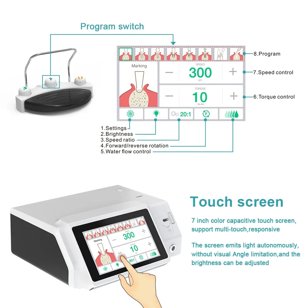 Dental Implant Motor Surgical Micromotor LEDAnd Bone Surgery System Torque : 5~80 Ncm Electric Handpiece