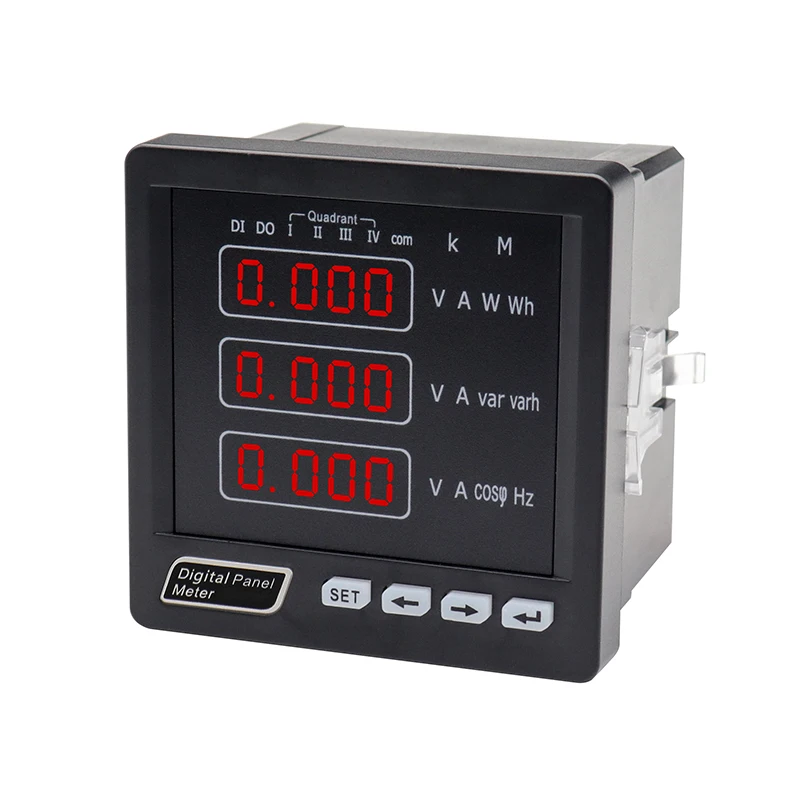AC450V 5A 3 Pha LCD Máy Đo Đa Năng Hệ Số Công Suất Năng Lượng KWh Ba Pahse Ampe Điện Áp Watt Máy Đo Tốc Với RS485