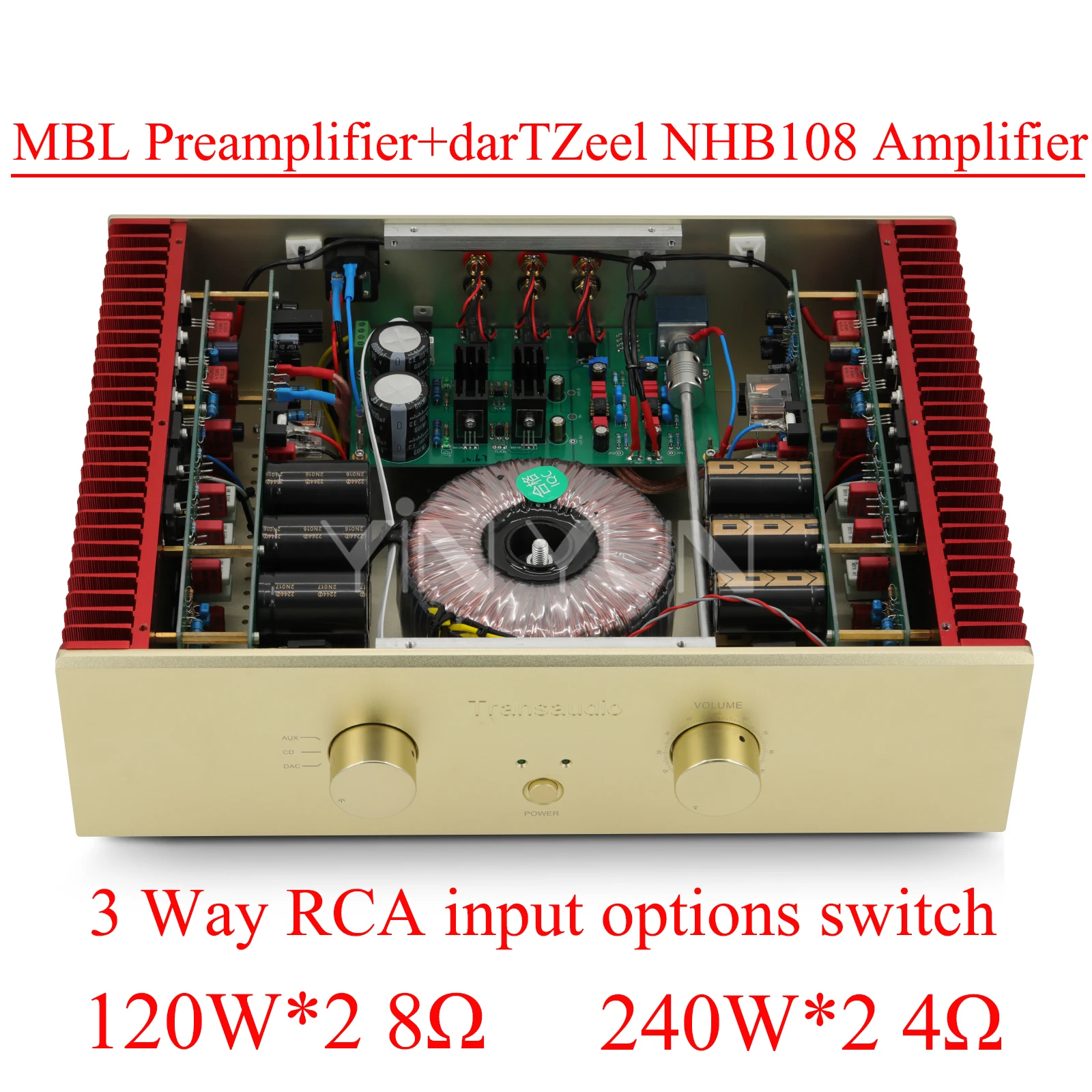 

240w*2 1:1 Copy DarTZeel 108 Line Power Amplifier MBL PreAmplifier OPA604 High Power Combined HIFI Audio Amplifier