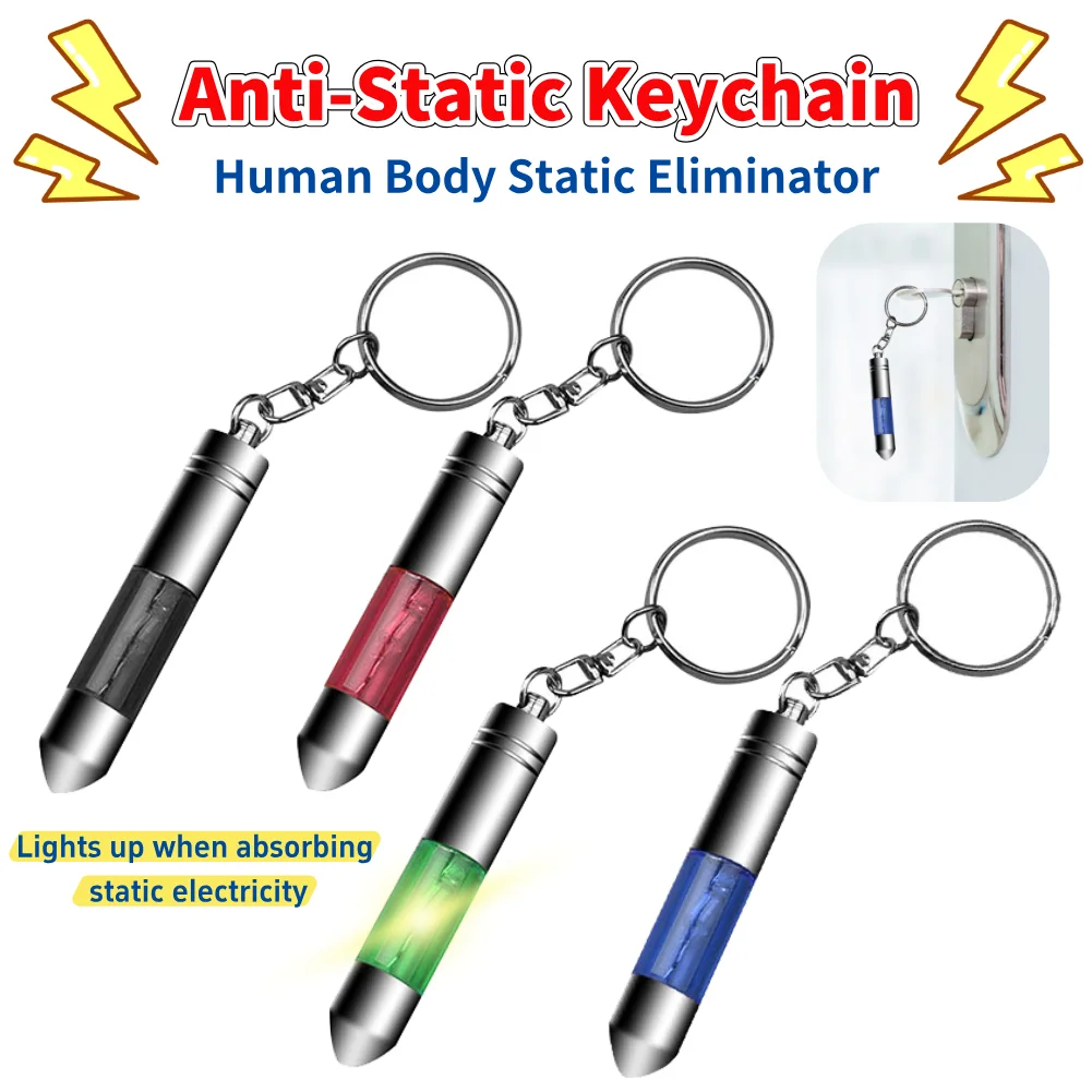 Human Body Static Eliminator Protective Anti-Static Keychain Static Electricity Remover Static Discharge Rod for Vehicles Home