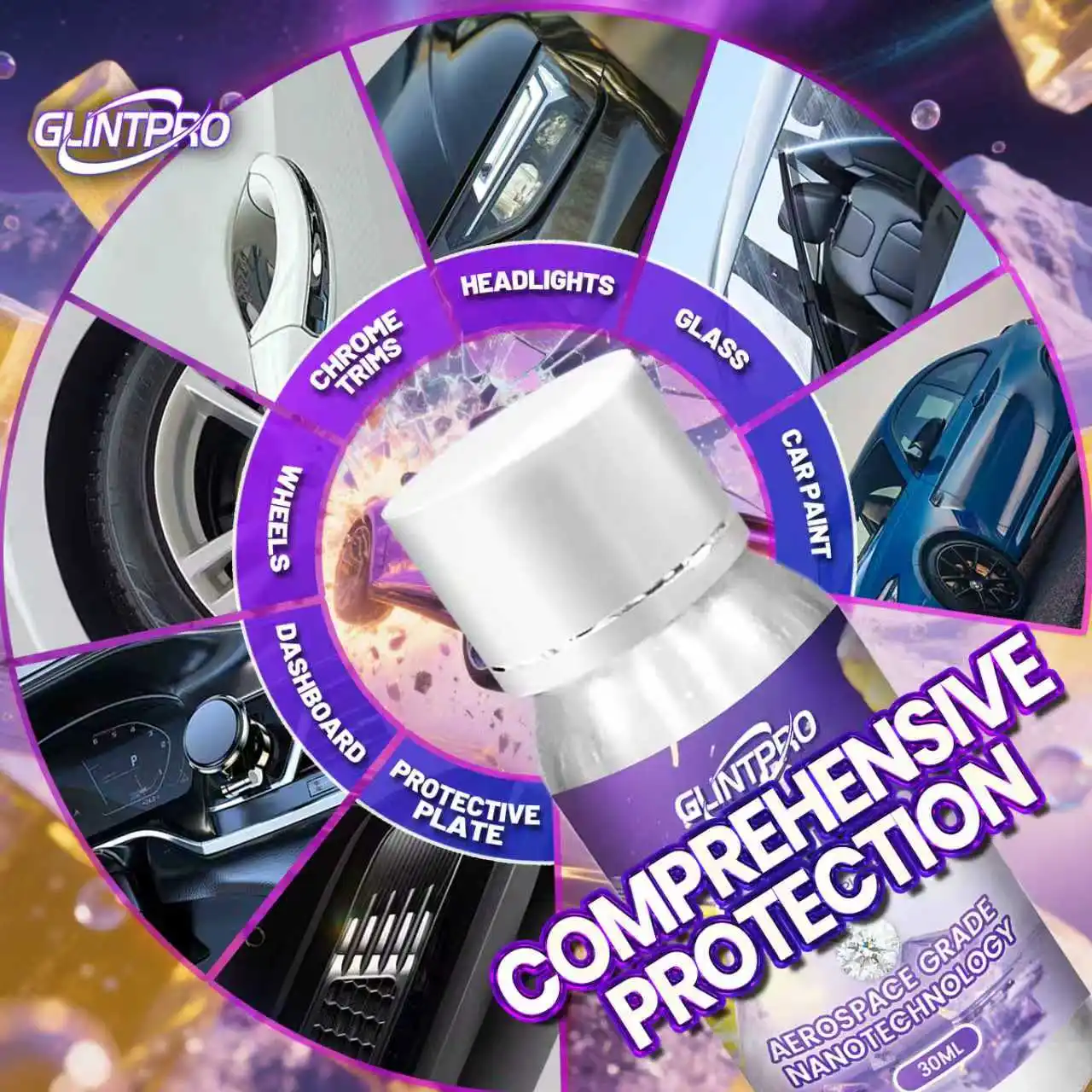 1 conjunto 20h revestimento de cristal cerâmico kit carro alto brilho anti-risco hidrophpóbico revestimento de cera de carro polonês nano revestimento (30ml)