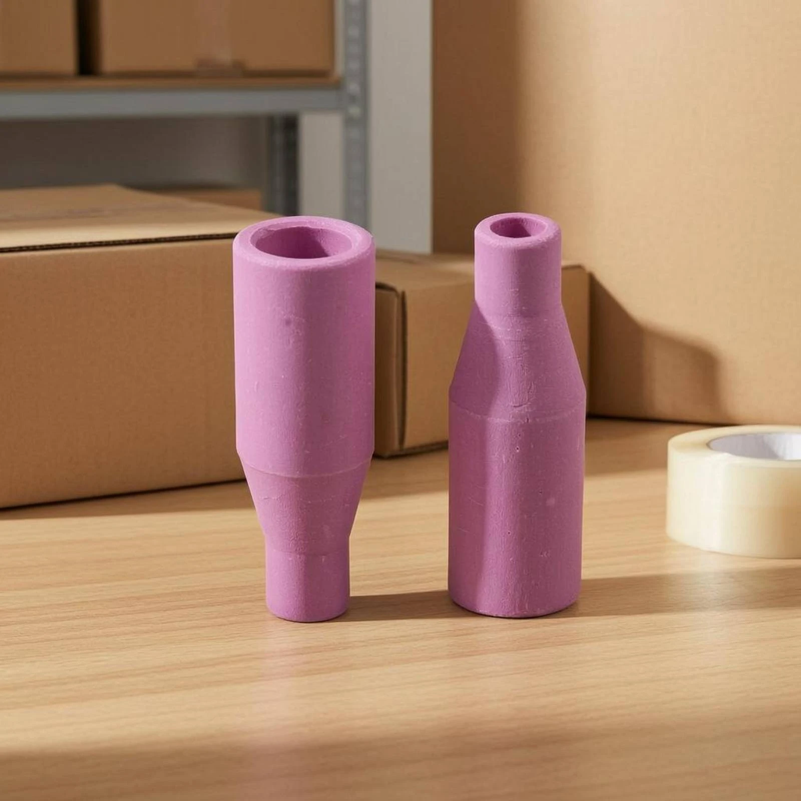 

5 Pieces Ceramic Joining Nozzle Hollow Opening Joining Torch Nozzle Pink Anti-Spatter Surface
