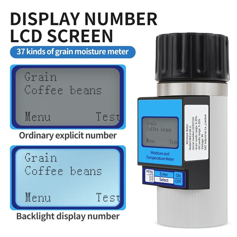 Multi-Language Smart Digital Grain Moisture Meter Humidity Tester For 37 Kinds Grains Coffee Wheat Seeds Hygrometer-A09I