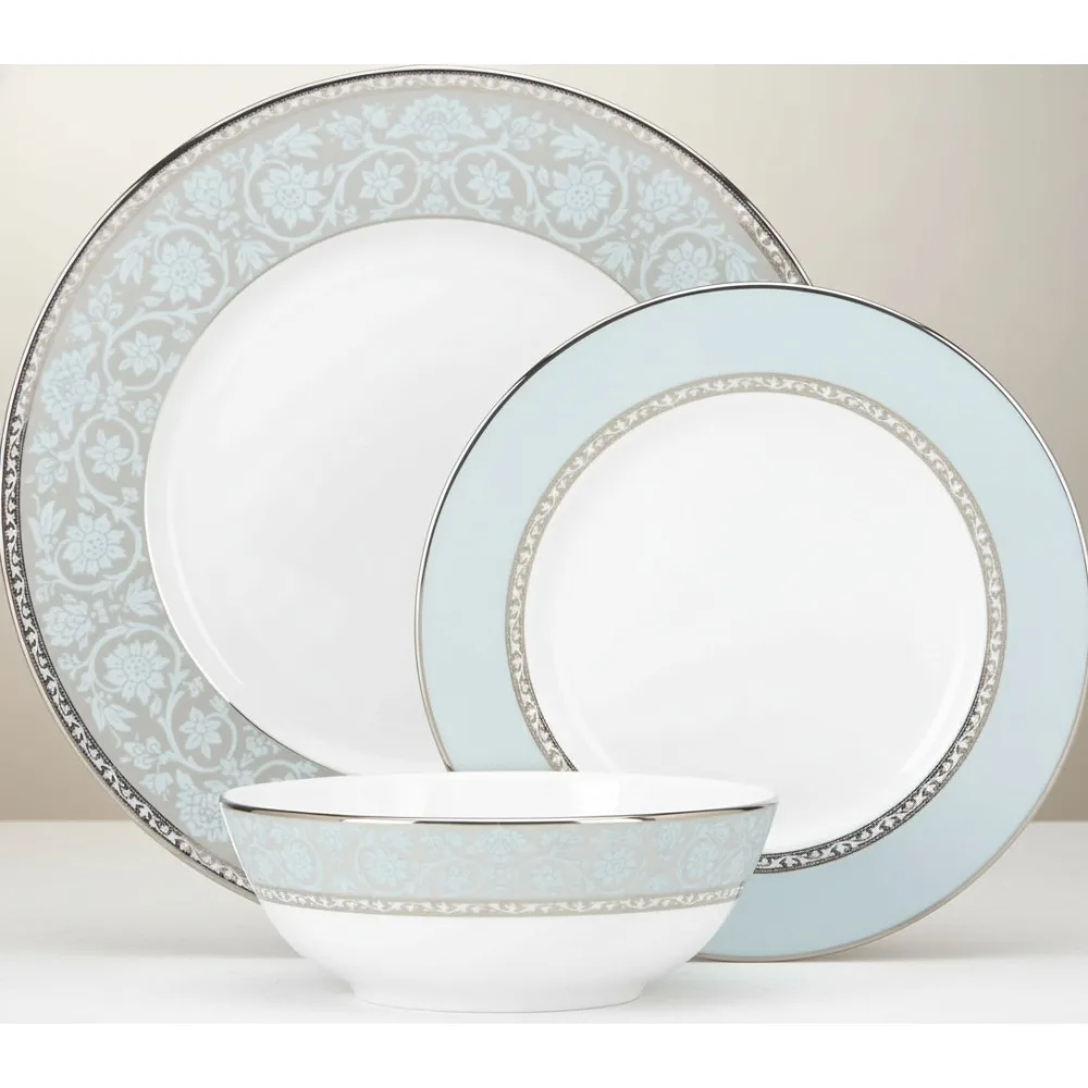 

Элегантный набор столовой посуды из 3 предметов, тарелки из белого костяного фарфора, можно мыть в посудомоечной машине и устойчивость к сколам для семейной столовой