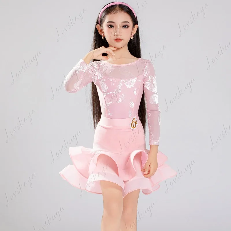 ชุดการแสดงเต้นละตินสำหรับเด็กในฤดูใบไม้ร่วงและฤดูหนาว ชุดฝึกซ้อมสำหรับเด็กผู้หญิง ชุดฝึกซ้อมระดับไฮเอนด์สำหรับเด็ก