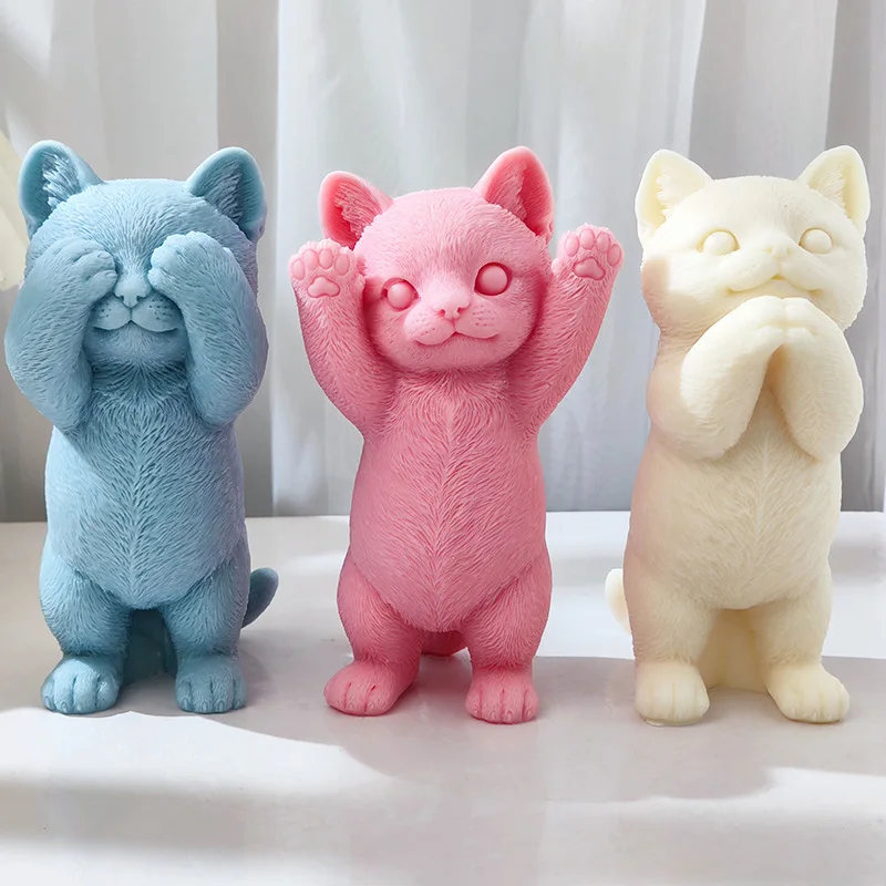 

Large 7.44inch Standing Cat Candle Soap Silicone Mold Handmade Household Ornament Mould