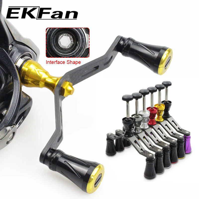 ekfan-105mm-カーボンファイバー製-ダイハクサゴンシャフト-ロック式-スピニングフィッシングリールハンドル-ダブルアルミ合金ノブ付き-ルアーリール