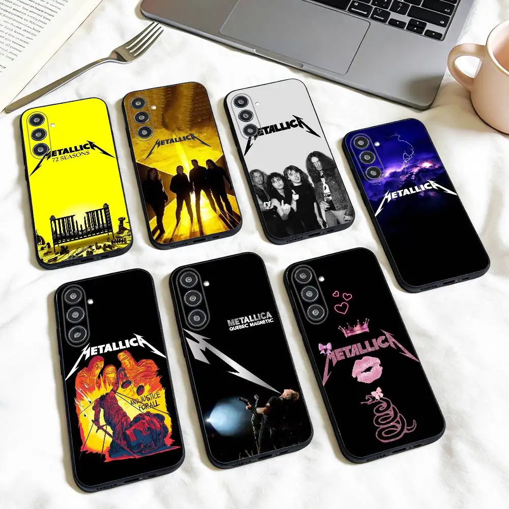 Funda para teléfono B-Band 72 S-Seasons M-Metallica para Samsung Galaxy A73,A72,A71,A70,A53,A52,A51, otros, carcasa negra suave