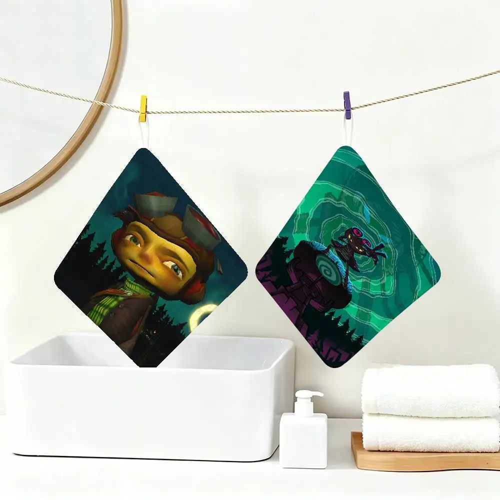P-Psychonauts-S Hanging Design Hand Wiping Towel, Polyester Cotton Fabric, Universal for Bathroom Kitchen