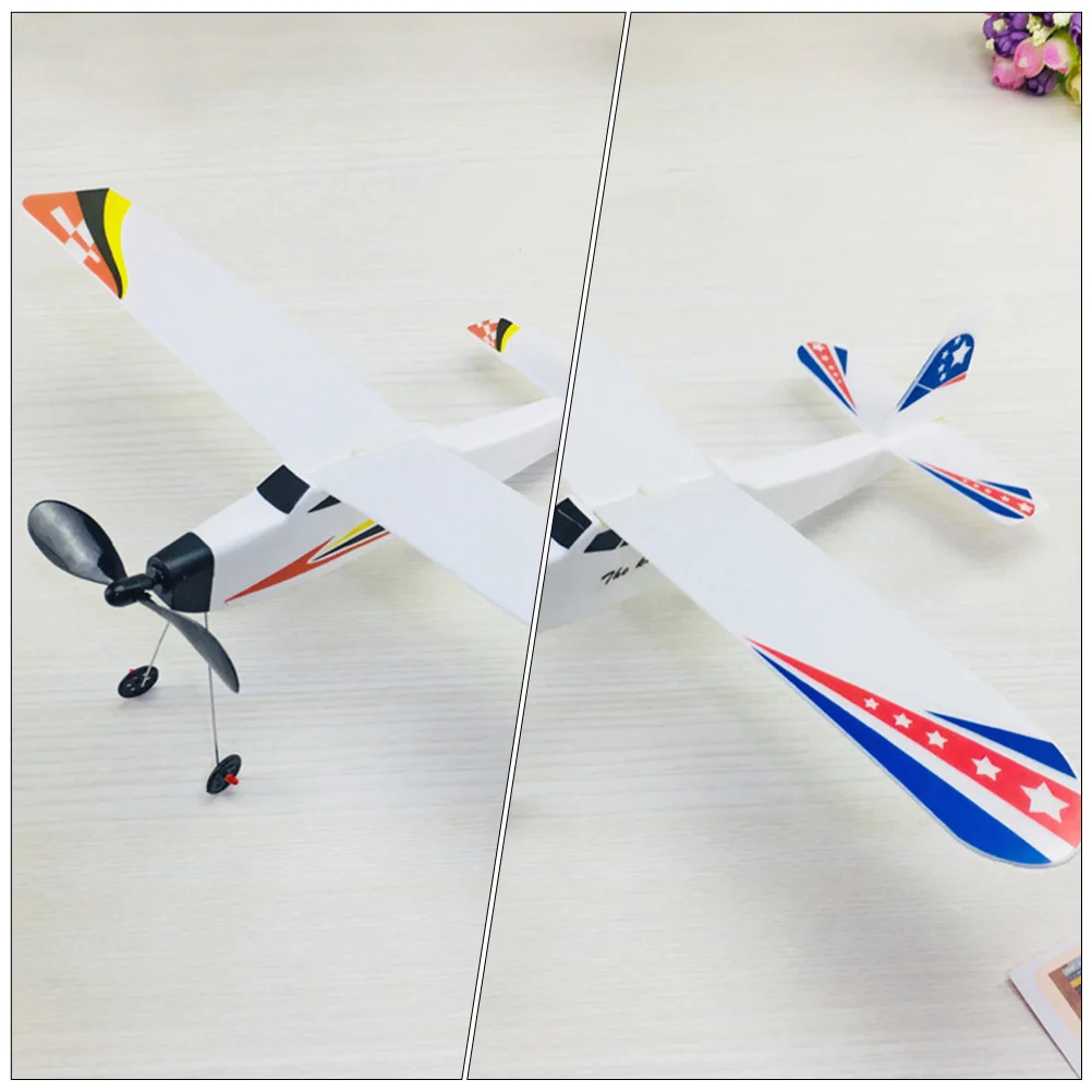 Kit Educativo per Bambini: 2 Aerei Biplano in Schiuma con Motore a Elastico per lo Sviluppo delle Abilità Motorie e il Divertimento