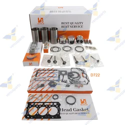 For Kubota D722 Overhaul Rebuild Kit Piston Rings Cylinder Liner Full Gasket Set Engine Parts 16851-21114 67*1.5HK+1.5+3mm
